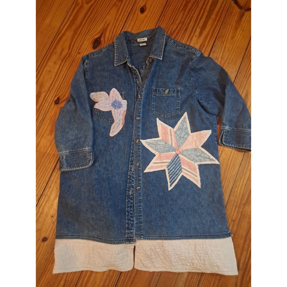 Handmade Jacket Made From Hand sewn Vintage Quilt quarter sleeve